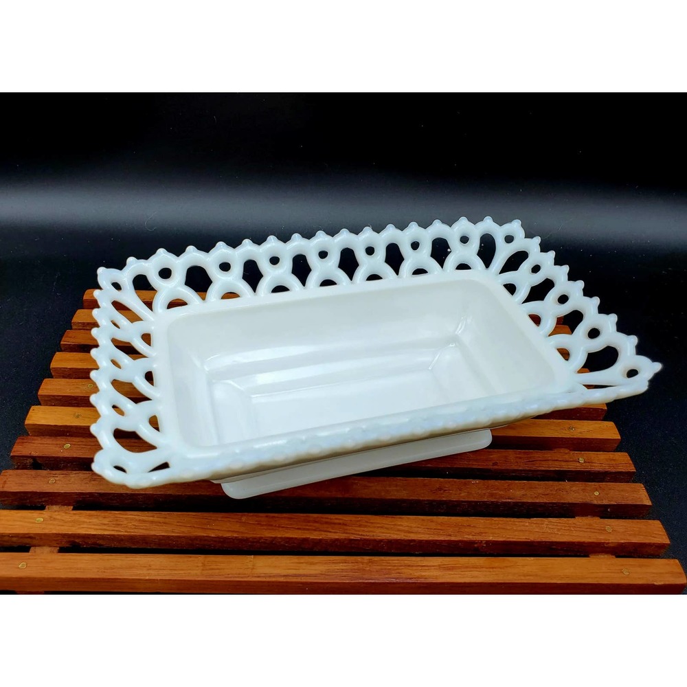 Vintage Milk Glass Rectangle Dish
